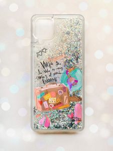 Чохол з плаваючими блискітками Samsung Galaxy A12 Срібний :: Настрій подорожувати (принт 329)