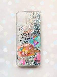 Чохол з плаваючими блискітками для Samsung Galaxy A03s (A037) Срібний :: Настрій подорожувати (принт 329)