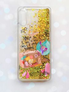 Чохол з плаваючими блискітками Samsung Galaxy A02 / A022 (2021) Золотий :: Настрій подорожувати (принт 329)