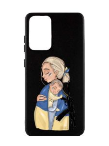Матовий чорний чохол на Samsung Galaxy A52  :: Мама-захисниця (патріотичний принт 21)