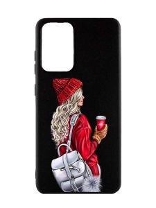 Матовий чорний чохол на Samsung Galaxy A52  :: Дівчина з рюкзаком (принт 9)