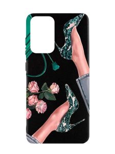 Матовий чорний чохол на Samsung Galaxy A52  :: Туфельки і квіти (принт 225)