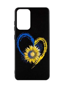Матовий чорний чохол на Samsung Galaxy A52  :: Серце з соняхом. Україна (принт 260)