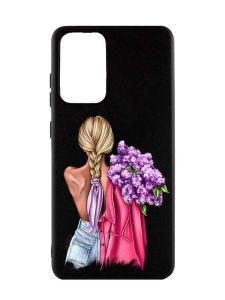 Матовий чорний чохол на Samsung Galaxy A52  :: Дівчина з бузком (принт 7)