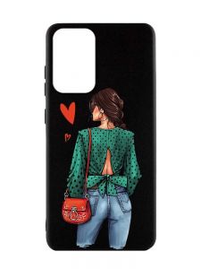 Матовий чорний чохол на Samsung Galaxy A52  :: Дівчина в зеленому (принт 224)