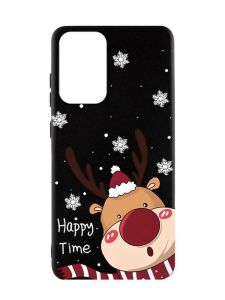 Матовий чорний чохол на Samsung Galaxy A52  :: Зимове оленя  (принт 155)