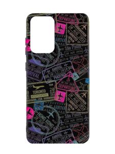 Матовий чорний чохол на Samsung Galaxy A52  :: Подорожі. Штампи (принт 316)