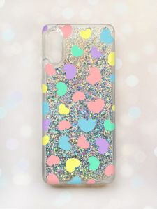 Чохол з плаваючими блискітками Samsung Galaxy A02 / A022 (2021) Срібний :: Cердечка (принт 335)