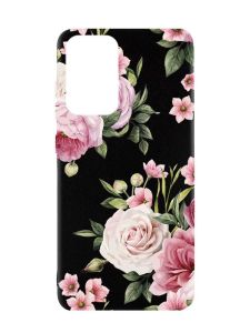 Матовий чорний чохол на Samsung Galaxy A52  :: Рожеві квіти (принт 287)