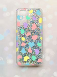 Чохол з плаваючими блискітками на Xiaomi Redmi Note 11 Срібний :: Різнокольорові сердечка (принт 335)