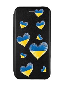 Чохол-книжка з малюнком для iPhone 7, 8 Чорний :: Сердечка. Україна (принт 258)