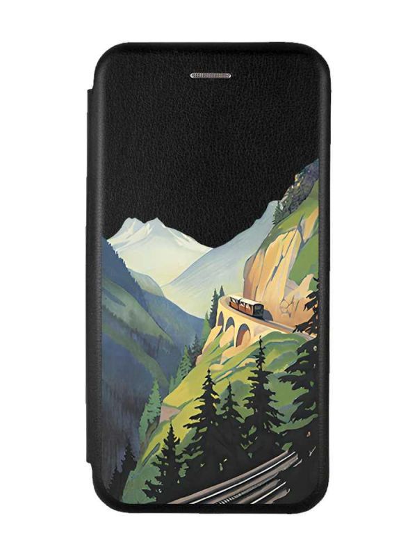 Чохол-книжка з малюнком для iPhone 7, 8 Чорний :: Пейзаж. Гори (принт 87)