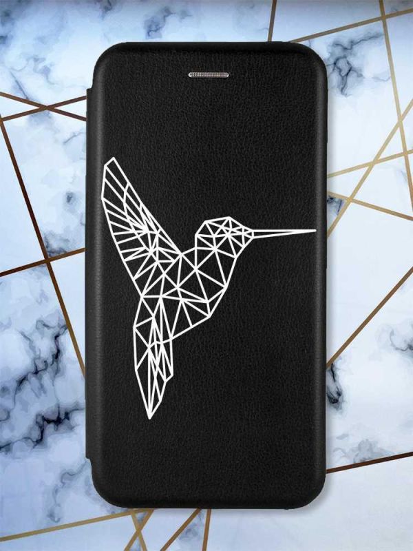 Чохол-книжка з малюнком для iPhone 7, 8 Чорний :: Колібрі (принт 123)