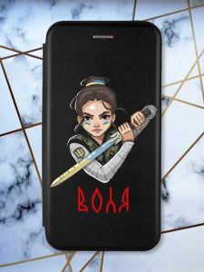 Чохол-книжка з малюнком для iPhone 11 Чорний :: Українська захисниця (патріотичний принт 169)