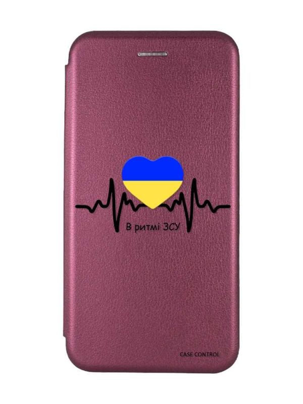 Чохол книжка з малюнком для Samsung Galaxy A12 Бордовий :: В ритмі ЗСУ (принт 70)