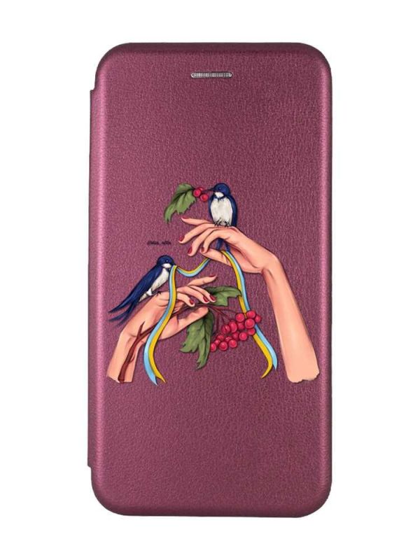 Чохол-книжка з малюнком для iPhone 7, 8 Бордовий :: Ластівки (патріотичний принт 15)