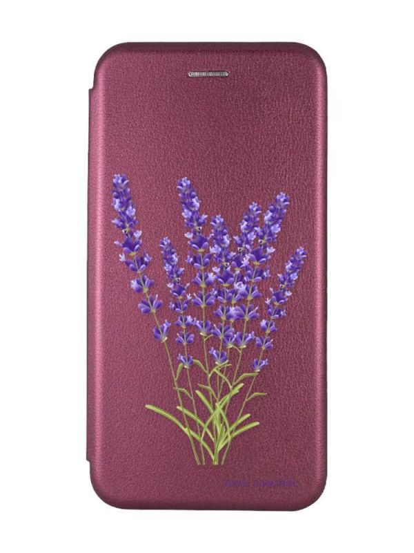Чохол-книжка з малюнком для iPhone 7, 8 Бордовий :: Лаванда (принт 28)