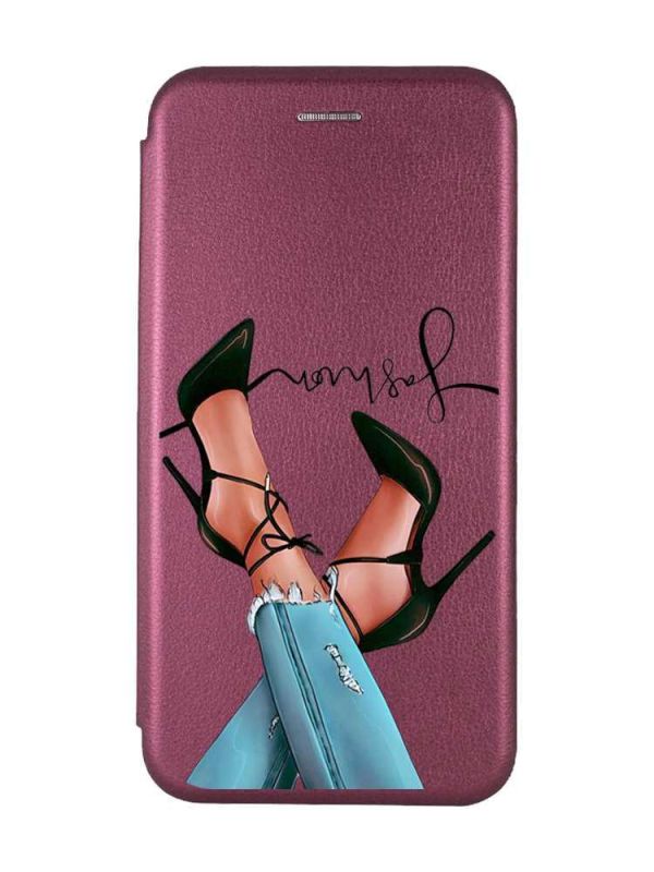 Чохол-книжка з малюнком для iPhone 7, 8 Бордовий :: Ніжки (принт 60)