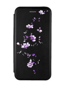 Чохол-книжка з малюнком для Apple iPhone X Чорний :: Гілочка квітів (принт 278)