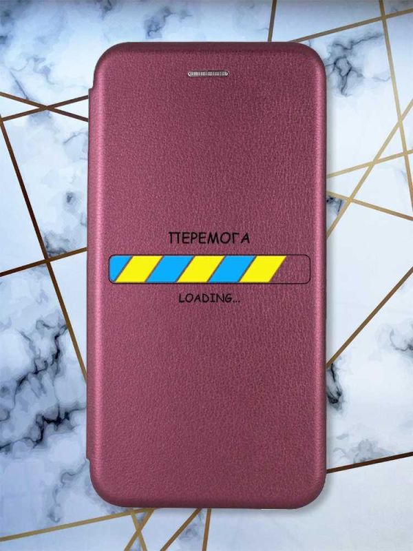 Чохол-книжка з малюнком для Xiaomi Redmi 9C/10A Бордовий :: Перемога Завантаження (патріотичний принт 88)
