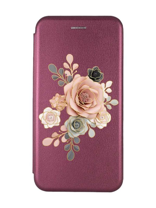 Чохол-книжка з малюнком для Samsung Galaxy J5(2016) J510 Бордовий :: Троянди (принт 275)