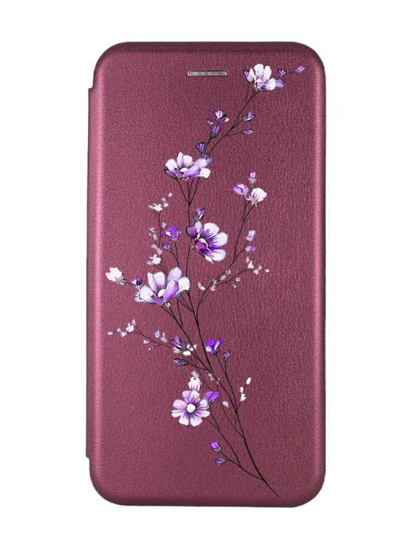 Чохол-книжка з малюнком для Samsung Galaxy J5(2016) J510 Бордовий :: Гілочка квітів (принт 278)