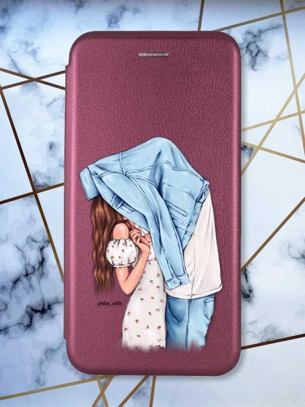 Чохол-книжка з малюнком для Samsung Galaxy J5(2016) J510 Бордовий :: Поцілунок (принт 33)
