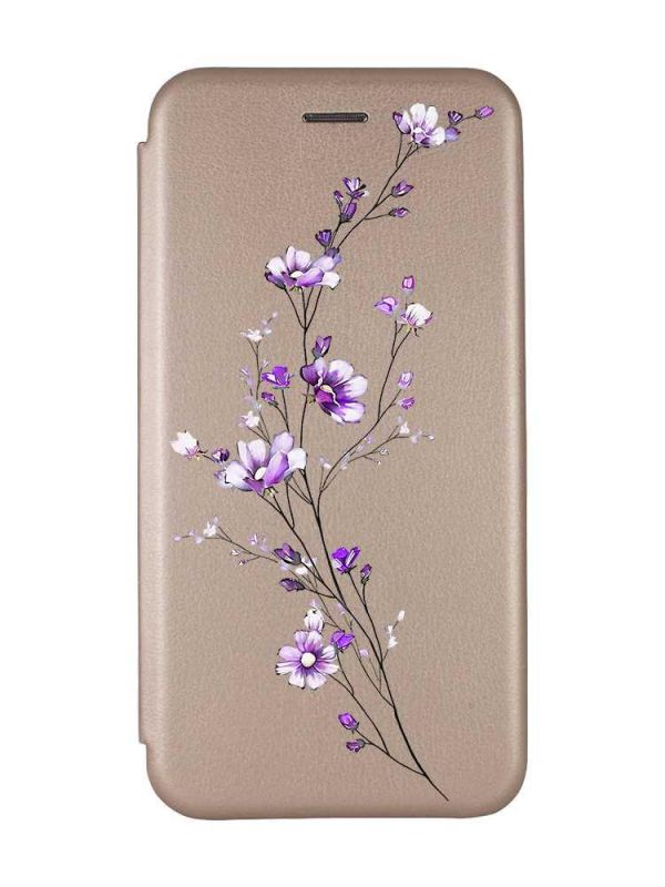 Чохол-книжка з малюнком на Xiaomi Redmi Note 9/10X Золотистий :: Гілочка квітів (принт 278)