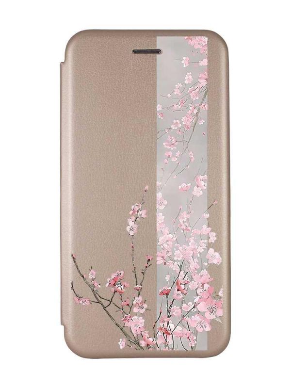 Чохол-книжка з малюнком на Xiaomi Redmi Note 9/10X Золотистий :: Сакура у цвіті (принт 286)
