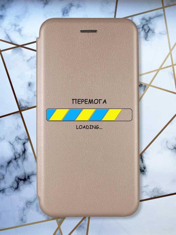 Чохол-книжка з малюнком на Xiaomi Redmi Note 9/10X Золотистий :: Перемога Завантаження (патріотичний принт 88)