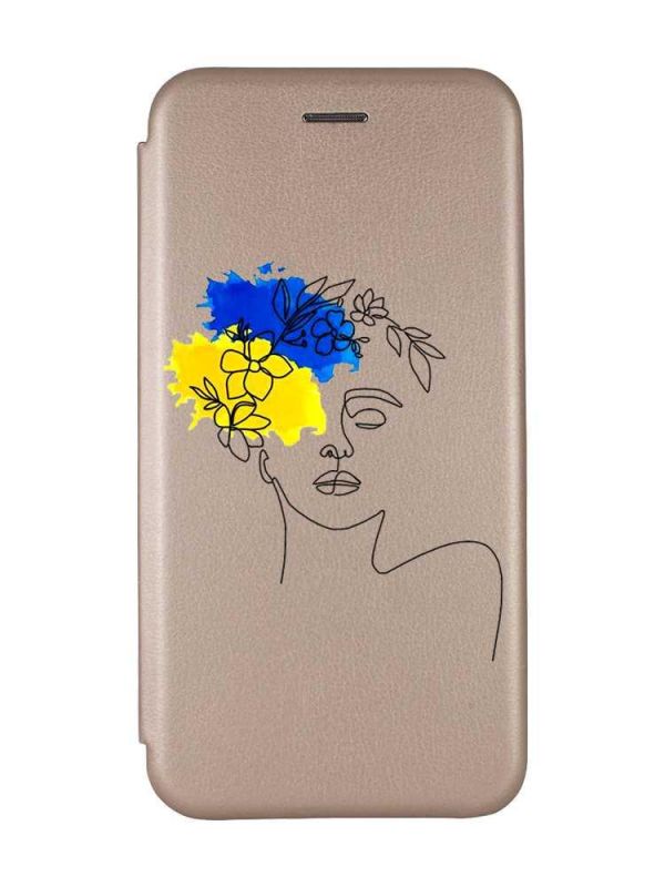 Чохол-книжка з малюнком на Xiaomi Redmi Note 9/10X Золотистий :: Українка Арт (принт 3)