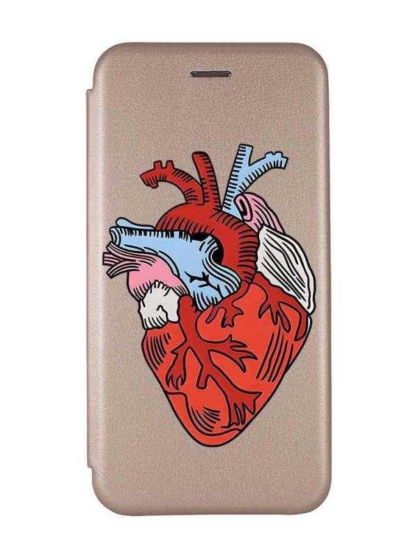 Чохол-книжка з малюнком на Xiaomi Redmi Note 9/10X Золотистий :: Серце анатомічне (принт 250)