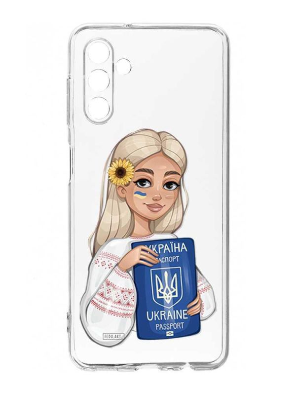 Прозорий чохол на Samsung Galaxy A54 5G / A546 :: Дівчина з паспортом (принт 13)