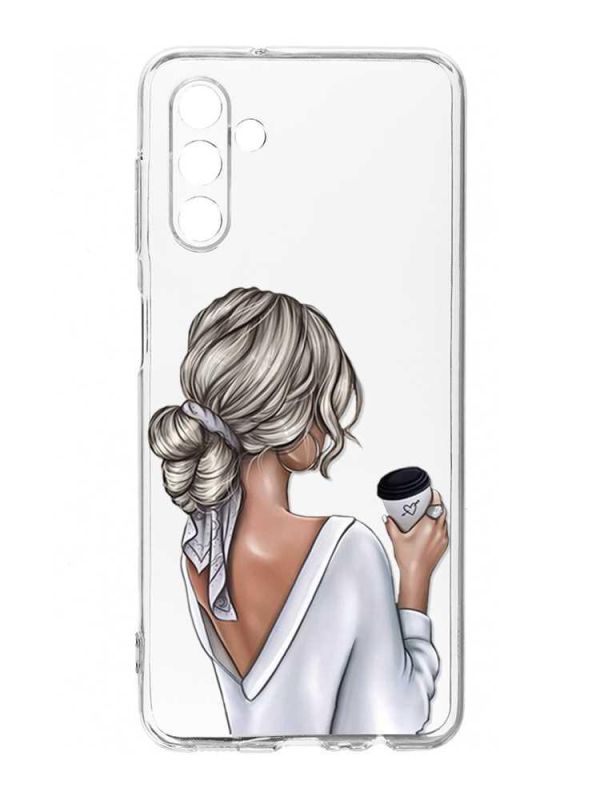 Прозорий чохол на Samsung Galaxy A54 5G / A546 :: Дівчина з латте (принт 227)