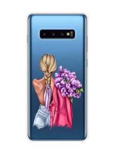 Прозорий чохол на Samsung Galaxy S10 Plus :: Дівчина з бузком (принт 7)