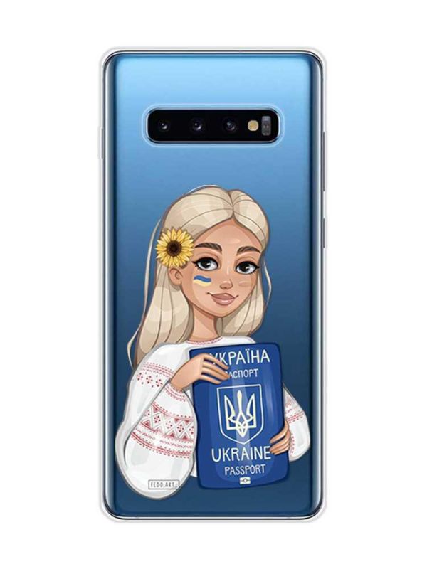 Прозорий чохол на Samsung Galaxy S10 Plus :: Дівчина з паспортом (принт 13)