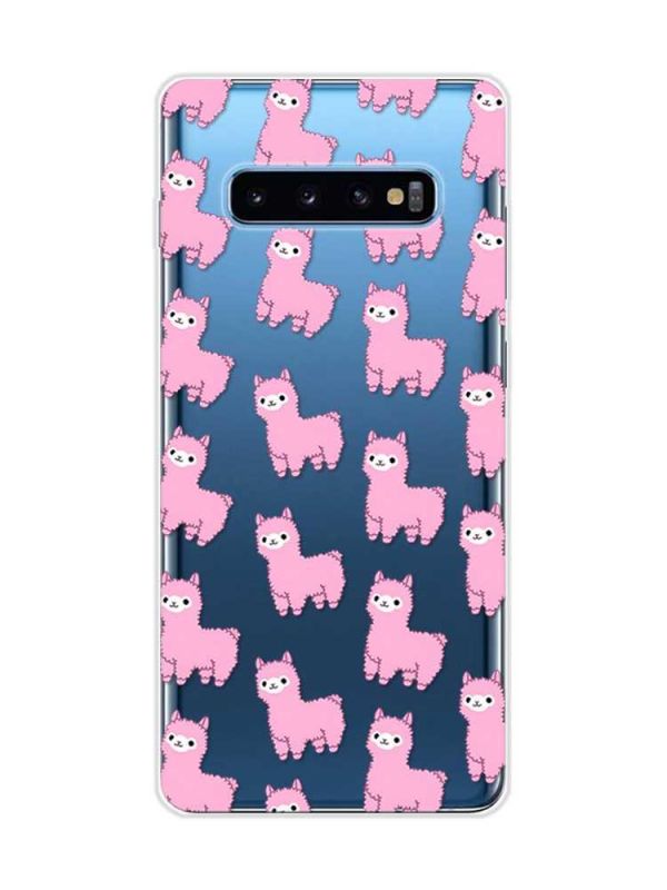 Прозорий чохол на Samsung Galaxy S10 Plus :: Лами рожеві (принт 101)