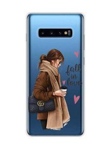 Прозорий чохол на Samsung Galaxy S10 Plus :: Дівчина з кавою (принт 112)