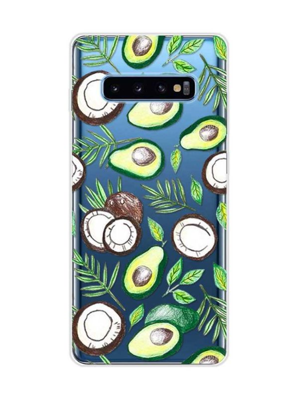 Прозорий чохол на Samsung Galaxy S10 Plus :: Авокадо і кокос (принт 303)