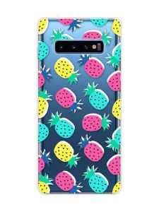 Прозорий чохол на Samsung Galaxy S10 Plus :: Різнокольорові ананаси (принт 346)