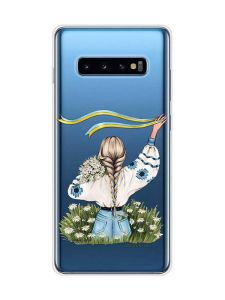 Прозорий чохол на Samsung Galaxy S10 Plus :: Дівчина зі стрічкою (принт 17)