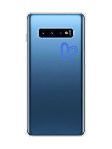 Прозорий чохол на Samsung Galaxy S10 Plus :: Сердечко синє (принт 48)