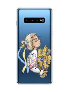 Прозорий чохол на Samsung Galaxy S10 Plus :: Українка з колосками (принт 173)