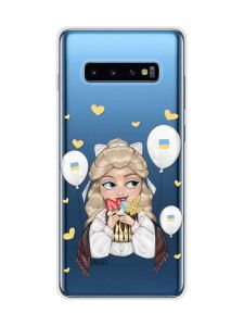 Прозорий чохол на Samsung Galaxy S10 Plus :: Українка з солодощами (патріотичний принт 175)