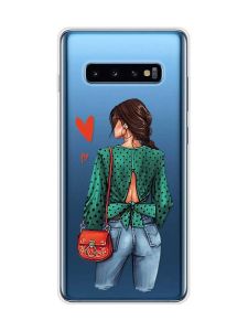 Прозорий чохол на Samsung Galaxy S10 Plus :: Дівчина в зеленому (принт 224)
