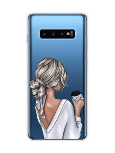 Прозорий чохол на Samsung Galaxy S10 Plus :: Дівчина з латте (принт 227)