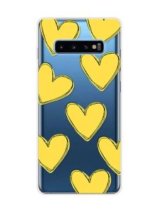 Прозорий чохол на Samsung Galaxy S10 Plus :: Сердечка жовті (принт 259)