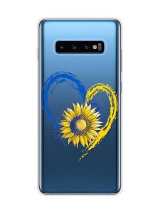 Прозорий чохол на Samsung Galaxy S10 Plus :: Серце з соняхом. Україна (принт 260)