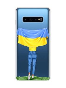 Прозорий чохол на Samsung Galaxy S10 Plus :: Дівчина з прапором (принт 263)