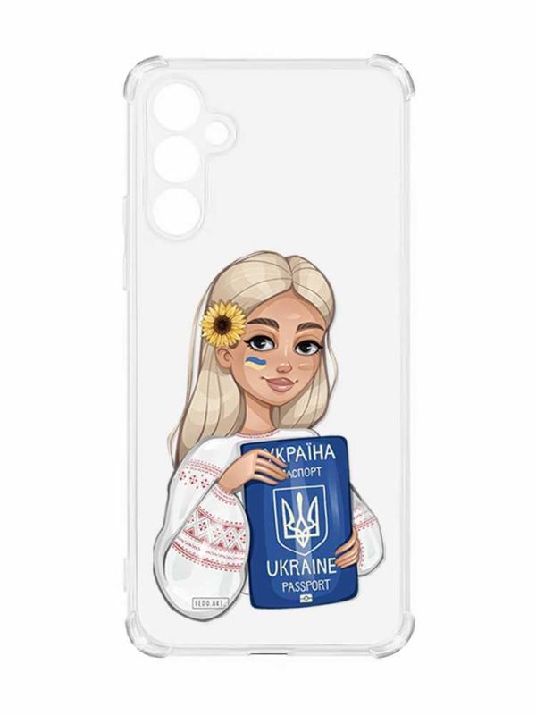 Чохол з потовщеними кутами на Samsung Galaxy A34 5G :: Дівчина з паспортом (принт 13)